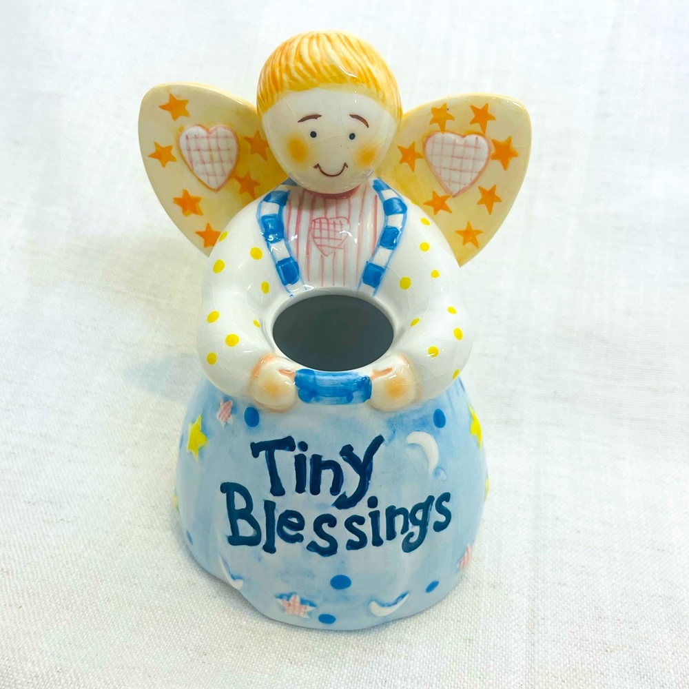 Vintage Ceramic Tiny Blessings Angel Coin Bank (no lid) Pennies From Heaven 7"